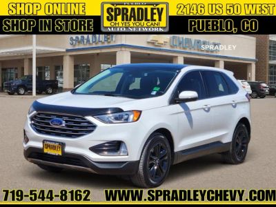 2020 Ford Edge SEL in White — front three-quarter view