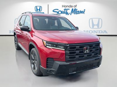 2026 Honda Pilot Sport in Radiant Red Metallic II — front three-quarter view