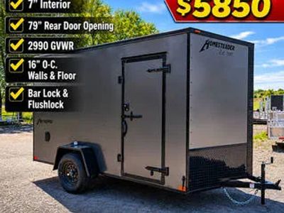 2026 Homesteader 7x12 SA, 7' Interior, Blackout Trim, 2990 GVWR — front three-quarter view