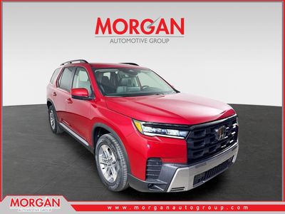 2026 Honda Pilot EX-L in Radiant Red Metallic II — front three-quarter view