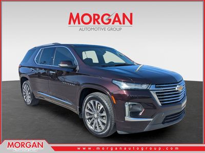 2023 Chevrolet Traverse Premier in Black Cherry Metallic — front three-quarter view