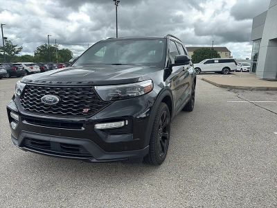 2023 Ford Explorer ST in Agate Black — front three-quarter view