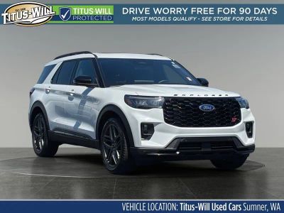 2025 Ford Explorer ST in White — front three-quarter view