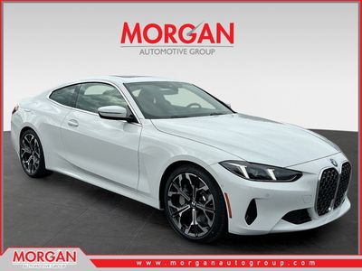 2026 BMW 4 Series 430i in White — front three-quarter view