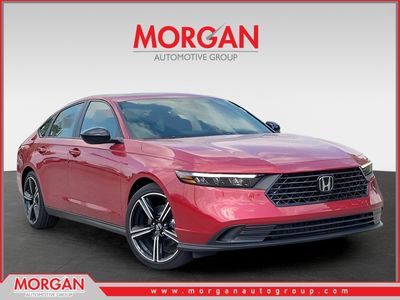 2026 Honda Accord Hybrid Sport in Radiant Red Metallic — front three-quarter view