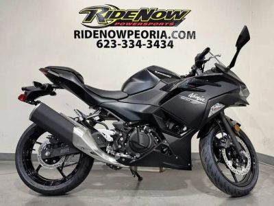 2026 Kawasaki Ninja® 500 Metallic Flat Spark Black — front three-quarter view