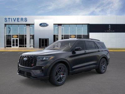 2026 Ford Explorer ST in Agate Black Metallic — front three-quarter view