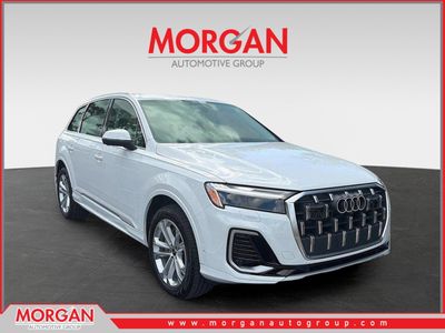 2025 Audi Q7 55 Premium in White — front three-quarter view