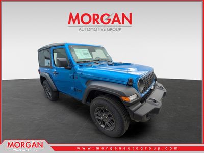 2026 Jeep Wrangler Sport S in Hydro Blue Pearlcoat — front three-quarter view