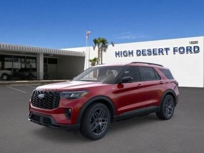 2026 Ford Explorer ST-Line in Red Metallic — front three-quarter view