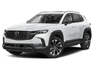 2026 Mazda CX-50 Hybrid Premium Plus in Wind Chill Pearl — front three-quarter view