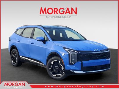 2026 Kia Sportage SX in Blue — front three-quarter view