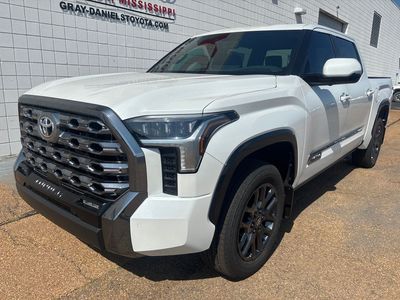 2026 Toyota Tundra Platinum in Wind Chill Pearl — front three-quarter view
