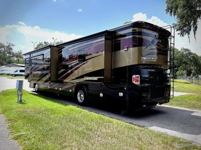 2018 Tiffin Phaeton — rear three-quarter view