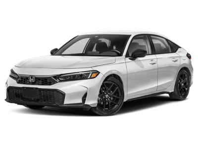 2026 Honda Civic Hatchback Sport in Platinum White Pearl — front three-quarter view