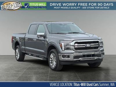 2025 Ford F-150 Lariat in Gray — front three-quarter view