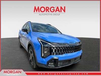2026 Kia Sportage X-Line in Nebular Blue — front three-quarter view