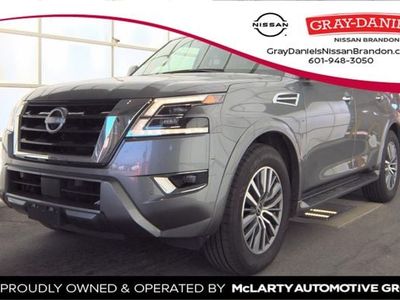 2023 Nissan Armada SL in Gun Metallic — front three-quarter view