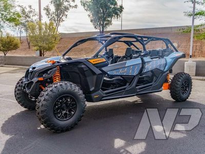 2026 Can-Am Maverick X3 MAX DS Turbo RR Scandi Blue & Orange Crush — side profile view