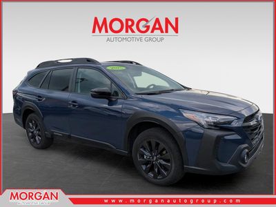 2025 Subaru Outback Onyx Edition in Cosmic Blue Pearl — front three-quarter view