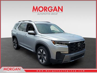 2026 Honda Pilot Touring in Solar Silver Metallic — front three-quarter view
