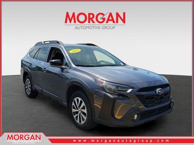 2025 Subaru Outback Premium in Magnetite Gray Metallic — front three-quarter view