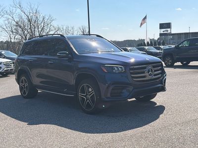 2024 Mercedes-Benz GLS 450 in Twilight Blue Metallic — front three-quarter view