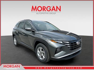 2023 Hyundai Tucson SEL in Amazon Gray — front three-quarter view