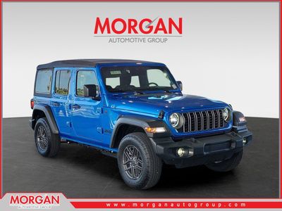 2026 Jeep Wrangler Sport S in Hydro Blue Pearlcoat — front three-quarter view