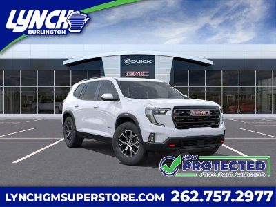 2026 GMC Acadia AT4 in Summit White — front three-quarter view