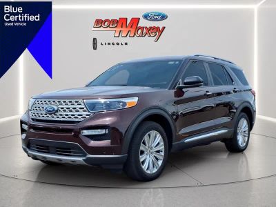 2023 Ford Explorer Limited in Jewel Red Metallic Tinted Clearcoat C9 — front three-quarter view