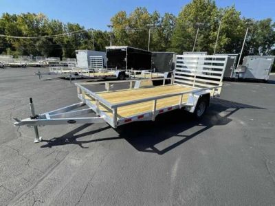 2027 Mid Michigan Trailers 7x12 SA, Utility, LED Lights, 15" Wheels — front three-quarter view