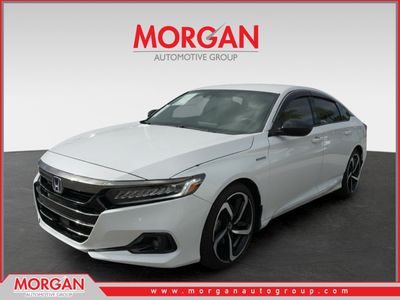 2022 Honda Accord Hybrid Sport in Platinum White Pearl — front three-quarter view