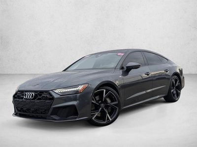 2025 Audi A7 55 Premium in Chronos Gray — front three-quarter view