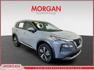 2021 Nissan Rogue SL in Boulder Gray Pearl — front three-quarter view