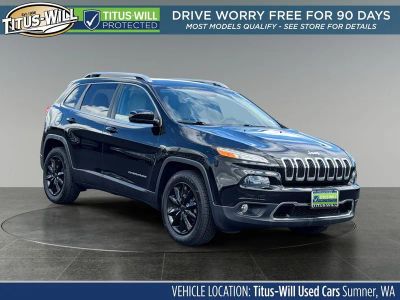 2017 Jeep Cherokee Limited in Diamond Black — front three-quarter view