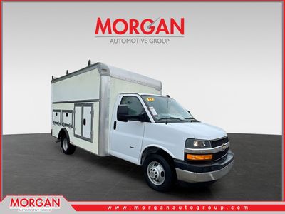 2022 Chevrolet Express 3500 Work Van in Summit White — front three-quarter view