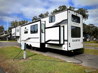2026 Forest River Sabre — rear three-quarter view