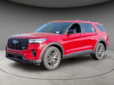 2026 Ford Explorer ST in Red Metallic — front three-quarter view