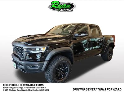 2026 RAM 1500 RHO in Diamond Black Crystal Pearlcoat — front three-quarter view