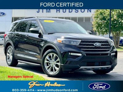 2022 Ford Explorer XLT CERTIFIED CO PILOT 360 ADAPT CRUISE NAVI in Black Metallic — front three-quarter view