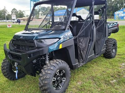 2026 Polaris Ranger Crew XP 1000 Premium in Blue Labyrinth — front three-quarter view