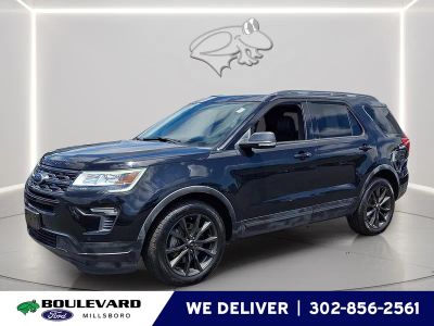 2019 Ford Explorer XLT in Agate Black — front three-quarter view