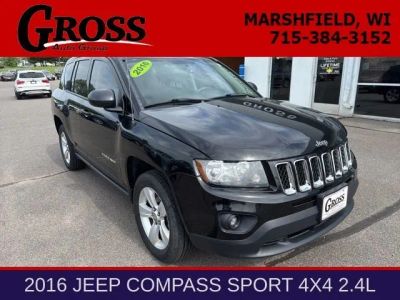 2016 Jeep Compass Sport in Black Clearcoat — front three-quarter view
