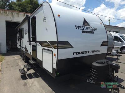 2026 Forest River Westbrook Luxury in White with graphics — front three-quarter view