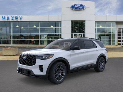 2026 Ford Explorer ST-Line in Space White Metallic — front three-quarter view