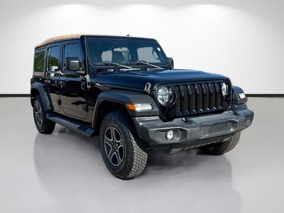2020 Jeep Wrangler Unlimited Sport S in Black — front three-quarter view