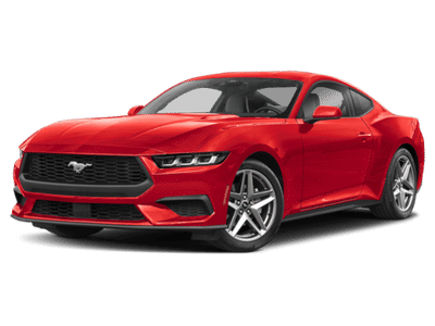 2026 Ford Mustang EcoBoost in Red — front three-quarter view