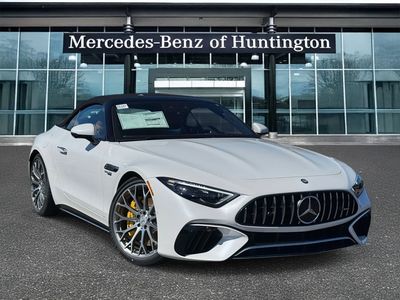 2026 Mercedes-Benz SL 63 AMG in MANUFAKTUR Moonlight White Metallic — front three-quarter view