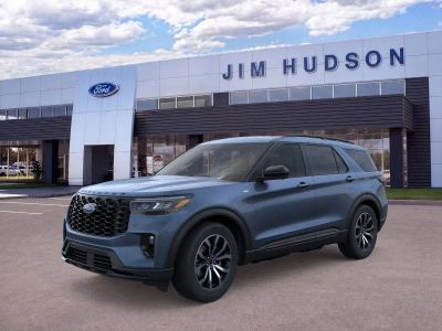 2026 Ford Explorer ST-Line in Vapor Blue — front three-quarter view